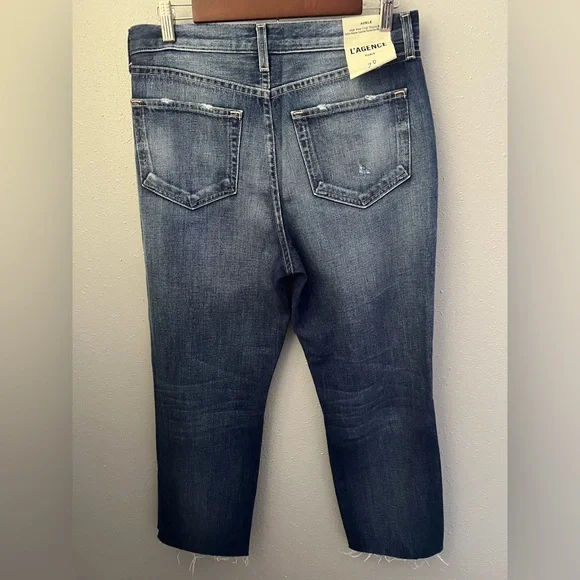 New L'AGENCE Adele Rigid Stovepipe High Rise Crop Jeans in Newberry Size 28